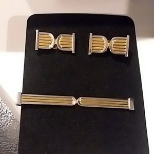 Cufflinks and tie clip